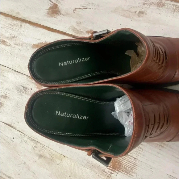 NATURALIZER brown leather block heels sz 8N vintage granny shoes indie hip EUC - Picture 8 of 13